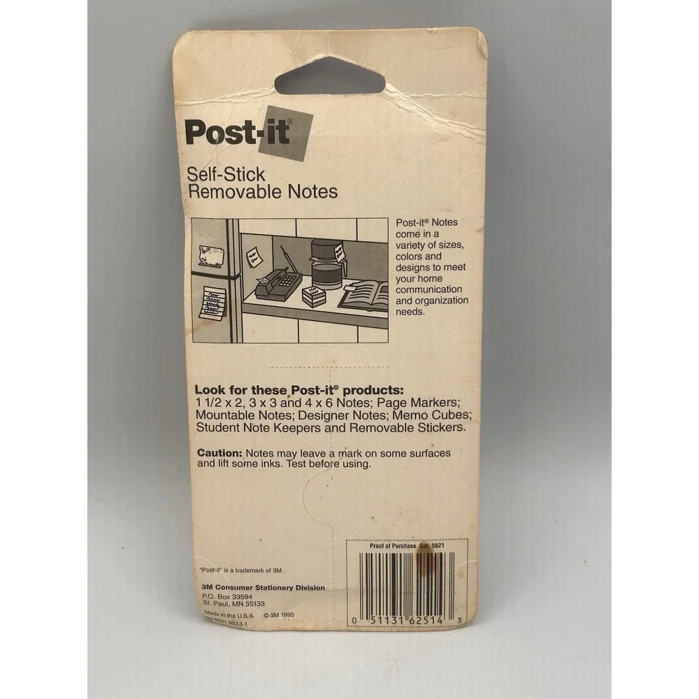 Vintage 1995 3M Post-it Self Stick Removable Notepad 